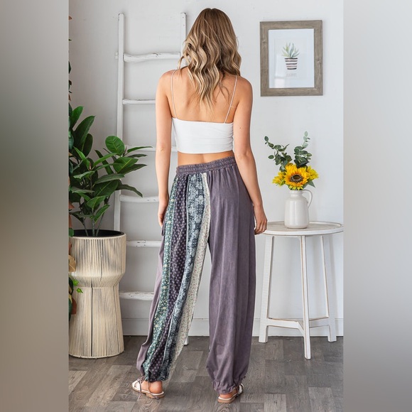 Oli & Hali Patchwork Jogger Pants in Mineral Wash Navy - Picture 5 of 10